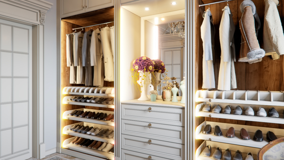 illuminated-shoe-drawers-in-an-organized-closet